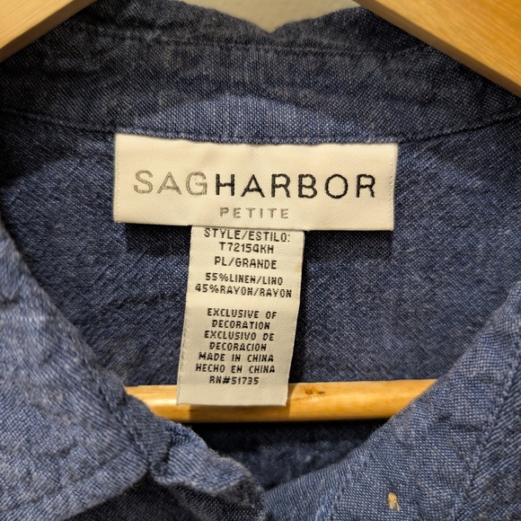 Vintage | Blue Linen Short Sleeve Button Up - Picture 6 of 7